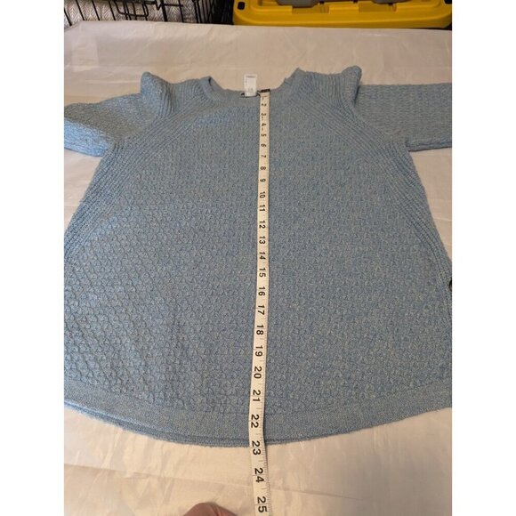 J Jill Cable Knit Sweater Women Small Petite Blue Button Hem Detail Pullover - Picture 11 of 16